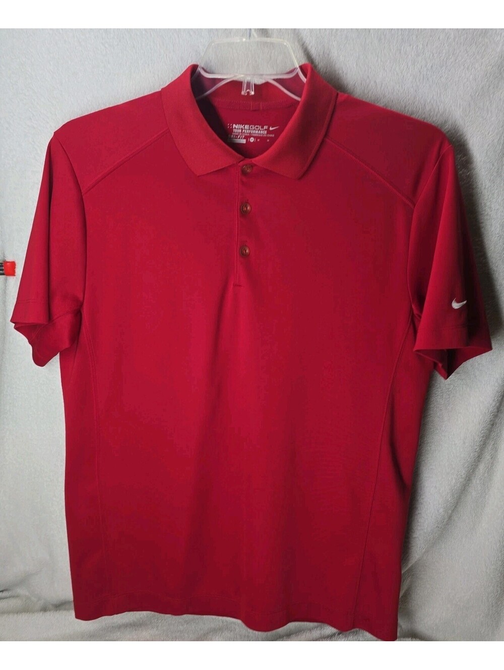 Nike Men's Medium Dri-Fit Golf Tour Performance Red Polo Shirt Short Sleeves